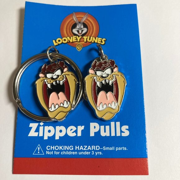 Vintage Taz Tas Tasmanian Devil Keychain Zipper Pull Warner Bros Looney Tunes - Picture 3 of 9